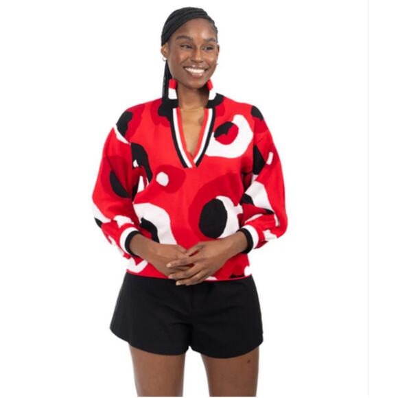 Emily MCCarthy Lolli Sweater - Red Collegiate Cheetah NWT size xs - Picture 1 of 7